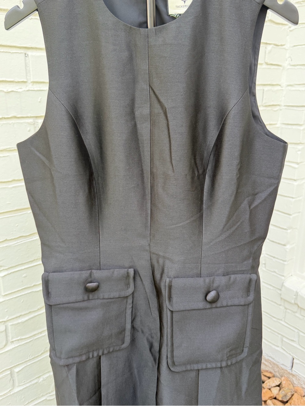 Tuckernuck Black Dupioni Helene Midi Dress NWT Size 10 Pocket Dress - Picture 11 of 15